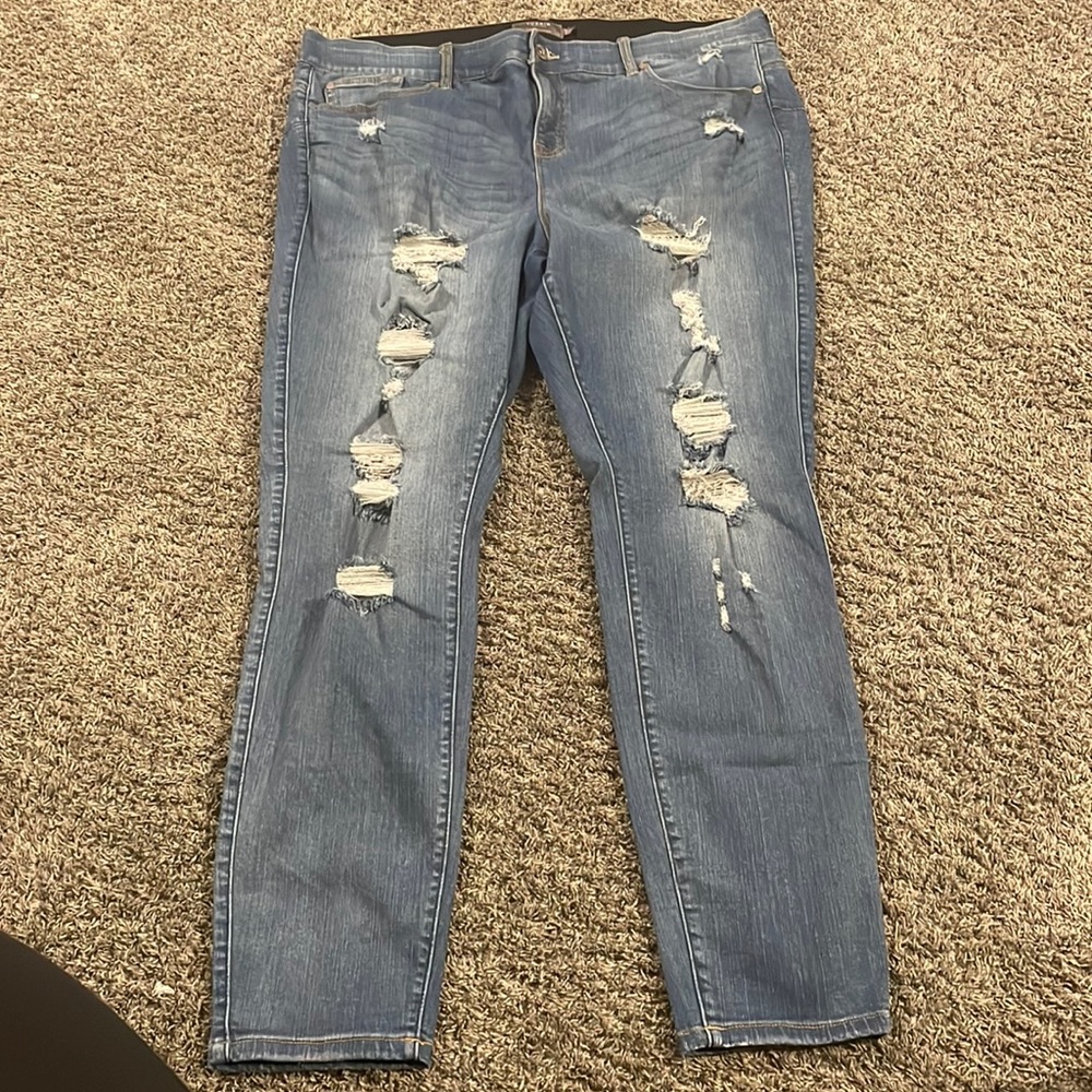 Distressed medium wash jeans